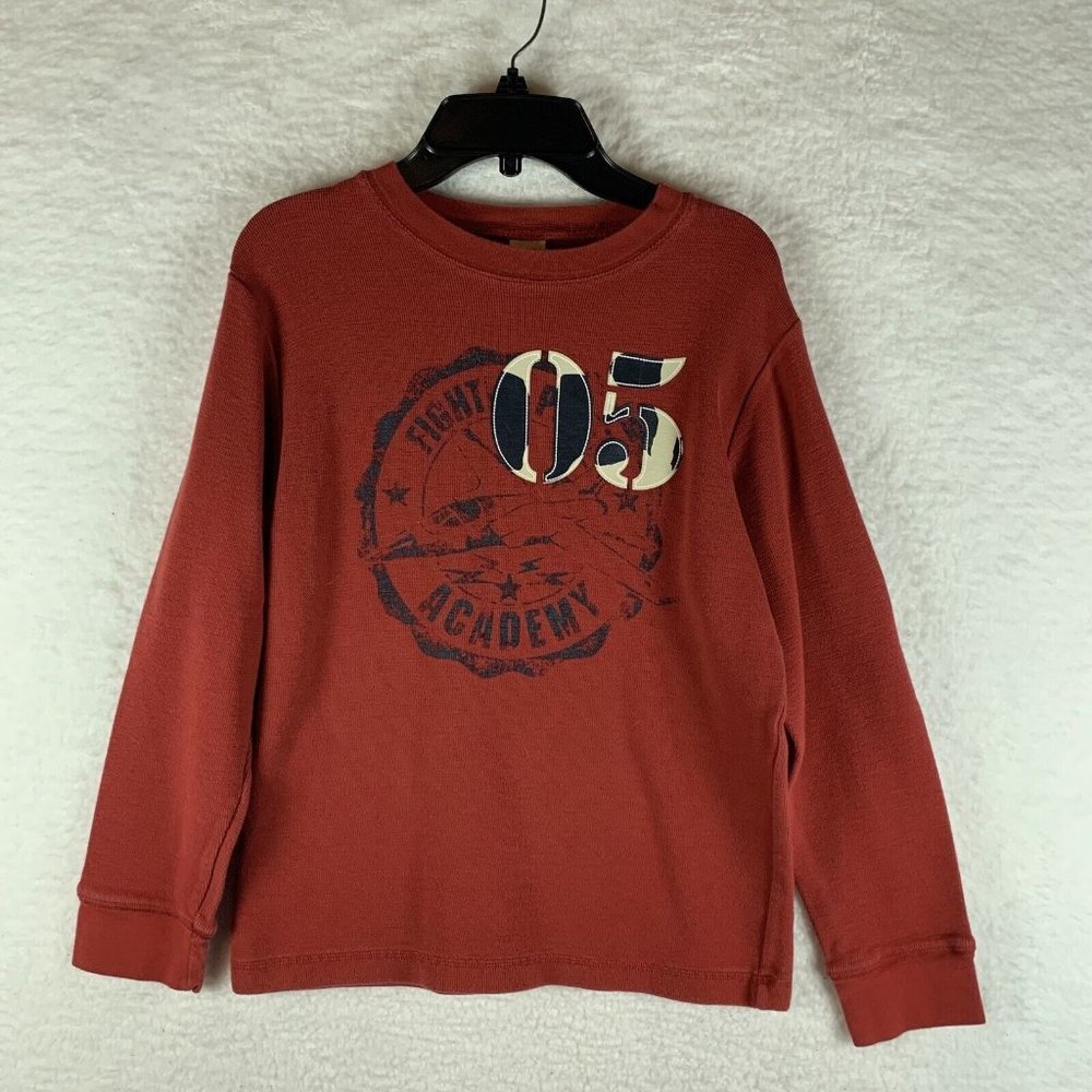 Gymboree Thermal Boys Size 10 Rust Cotton Round-Neck Long Sleeve Pullover 6512